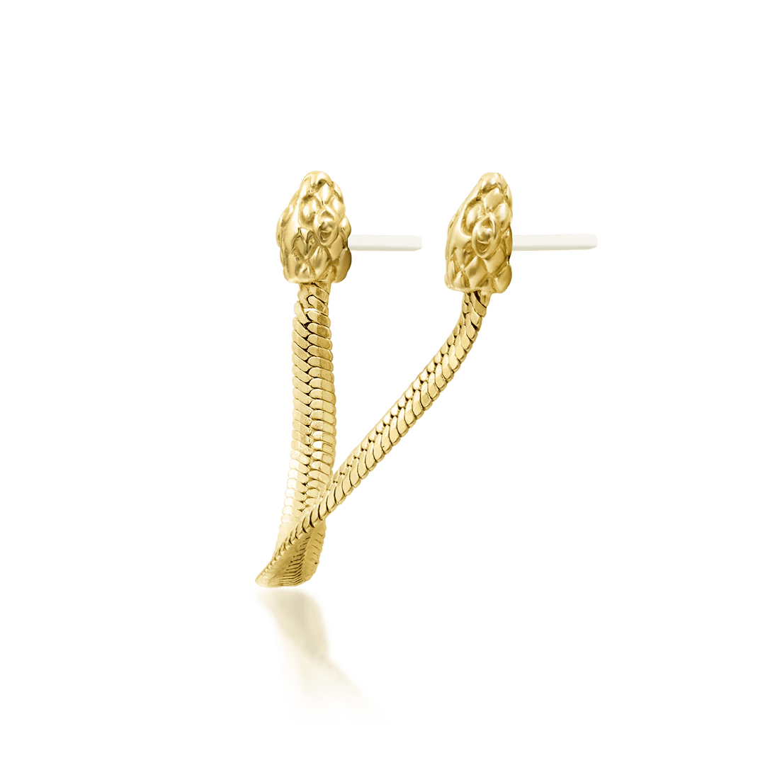 Fang – Serpent Chain Drop – 14K Gold Threadless End - piercing - zone.com
