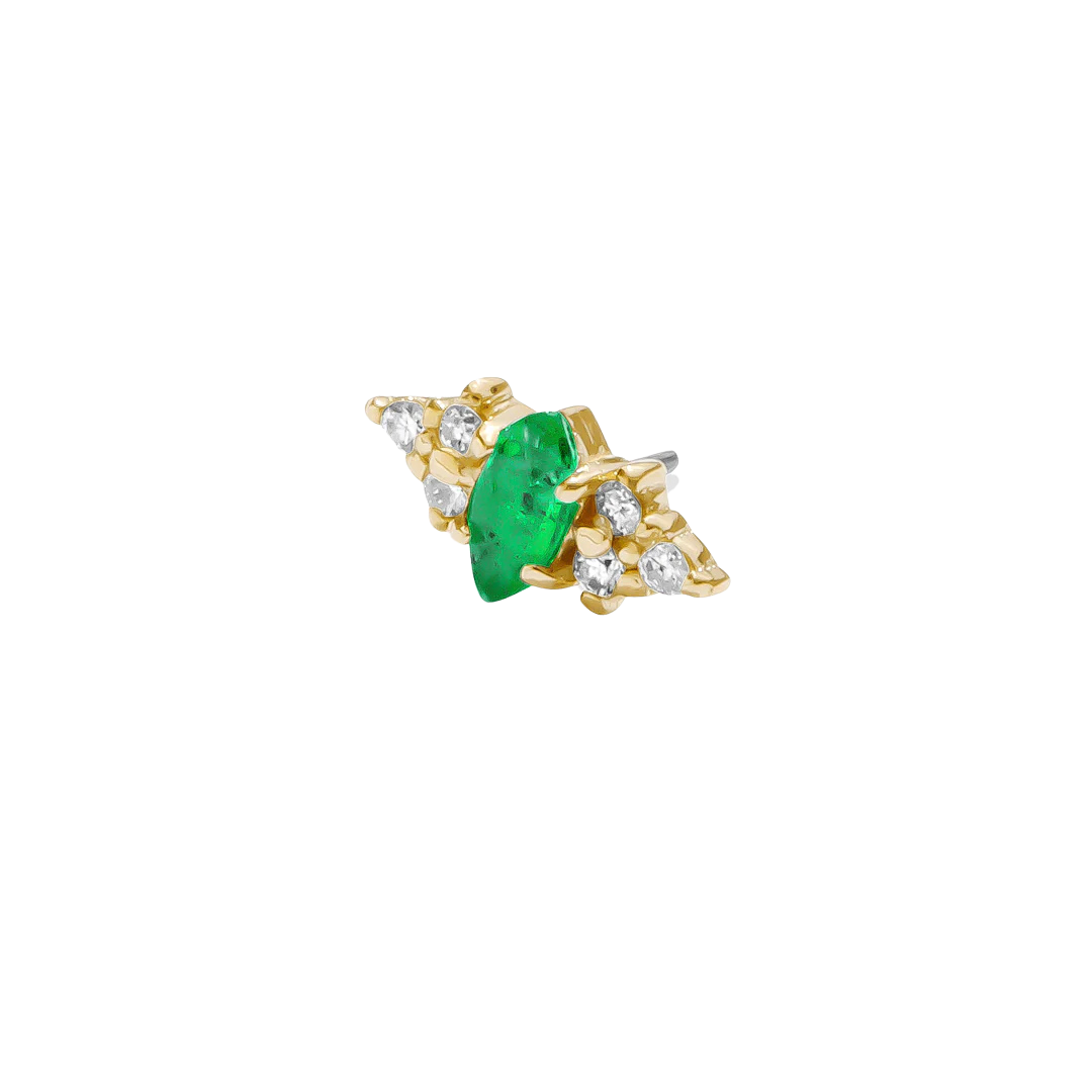 Mimosa – Marquise Birthstone & Diamond – 14K Gold Threadless End