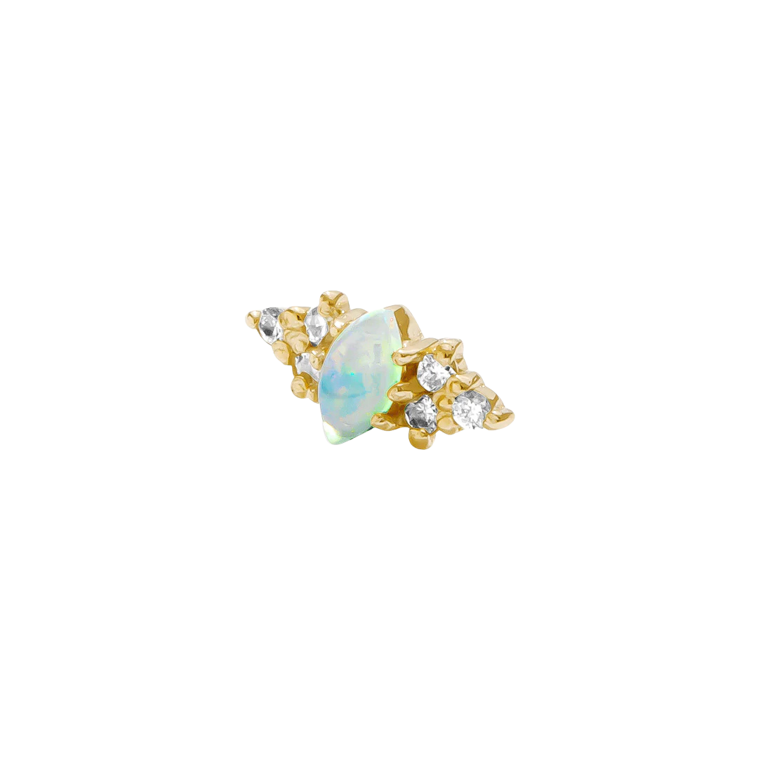 Mimosa – Marquise Birthstone & Diamond – 14K Gold Threadless End
