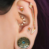 Fireworks Chain – Rainbow Gem Cascade – 14K Yellow Gold - piercing - zone.com