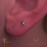 Fleur – Pink CZ Flower – 14K Gold Threadless End - piercing - zone.com