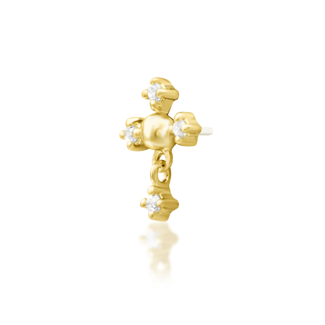 Francis – CZ Quad Cluster – 14K Gold Threadless End - piercing - zone.com