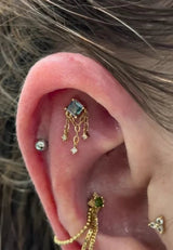 Gari – Alexandrite Drop Chain Accent – 14K Gold Threadless End - piercing - zone.com