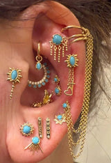 Garner – Turquoise Bold Accent – 14K Gold Threadless End - piercing - zone.com