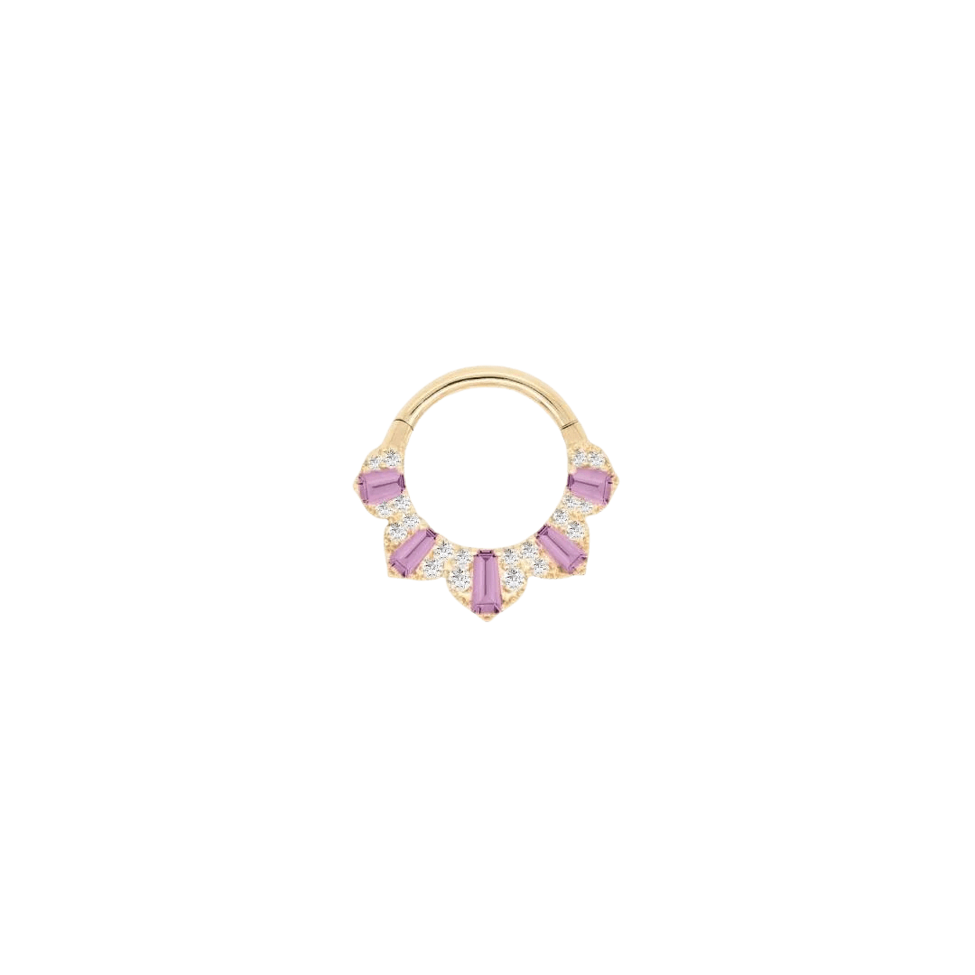 Gilty Pleasure – Amethyst + Diamond – 14K Gold Clicker - piercing - zone.com