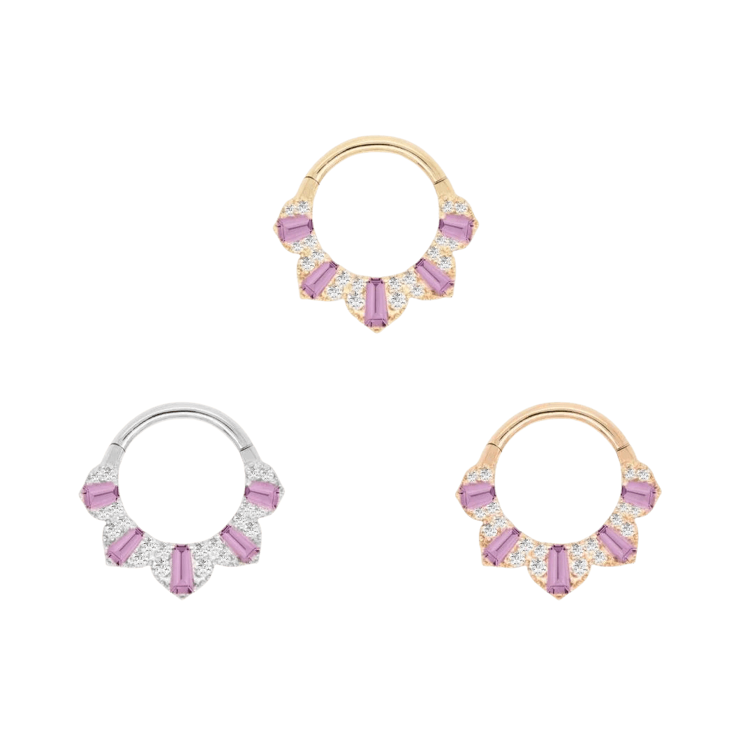 Gilty Pleasure – Amethyst + Diamond – 14K Gold Clicker - piercing - zone.com