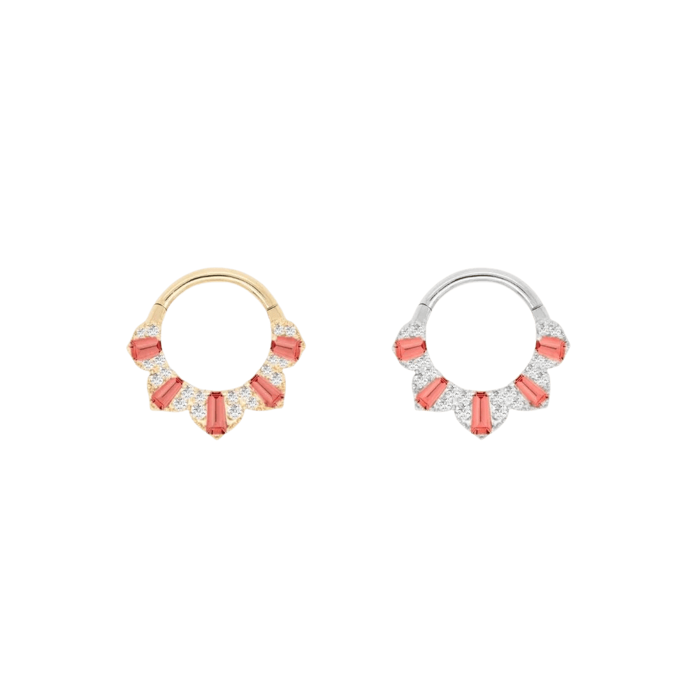 Gilty Pleasure – Garnet + Diamond – 14K Gold Clicker - piercing - zone.com