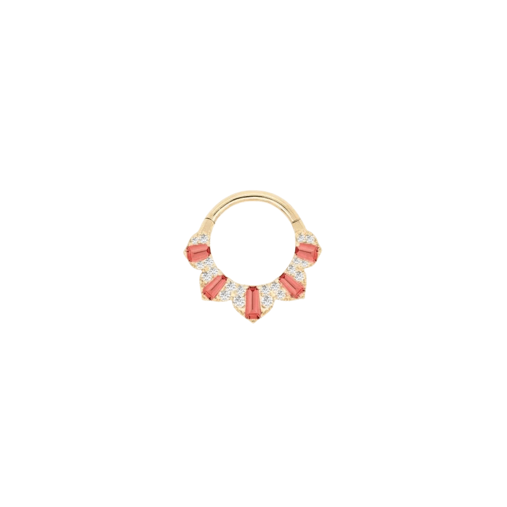 Gilty Pleasure – Garnet + Diamond – 14K Gold Clicker - piercing - zone.com