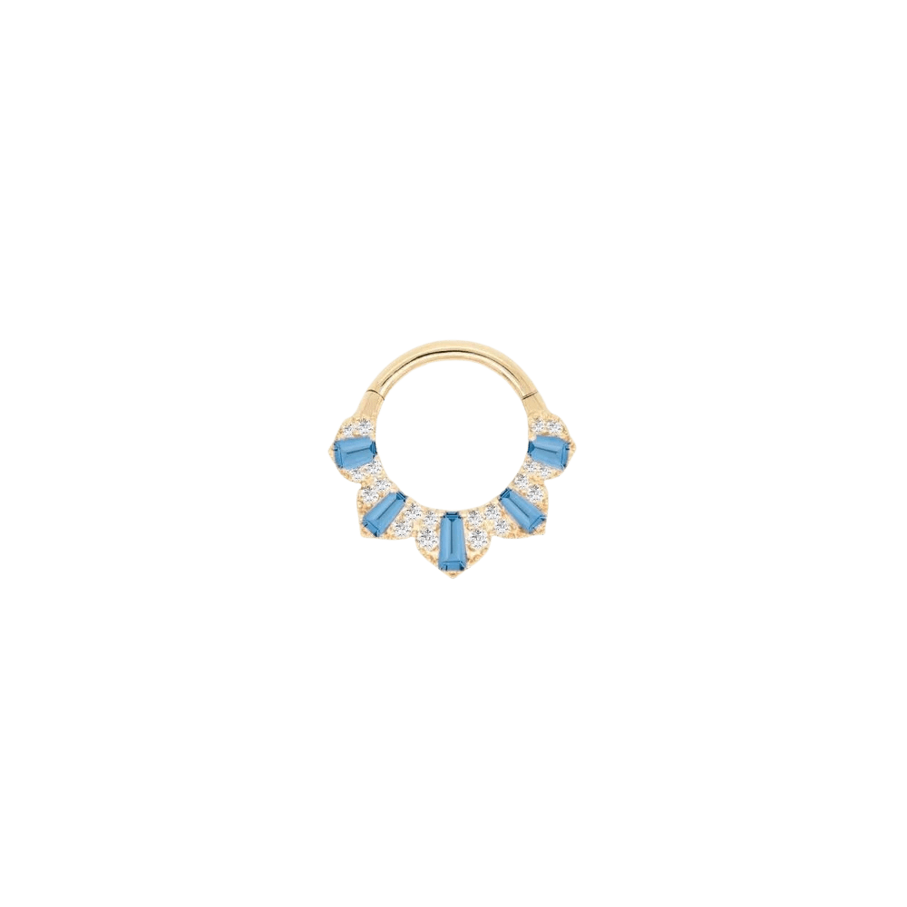 Gilty Pleasure – London Blue Topaz + Diamond – 14K Gold Clicker - piercing - zone.com
