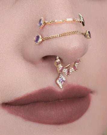 Gilty Pleasure – Pink Tourmaline + Diamond – 14K Gold Clicker - piercing - zone.com