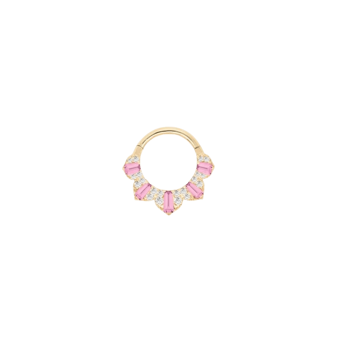 Gilty Pleasure – Pink Tourmaline + Diamond – 14K Gold Clicker - piercing - zone.com