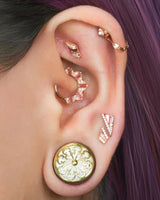 Gilty Pleasure – Pink Tourmaline + Diamond – 14K Gold Clicker - piercing - zone.com