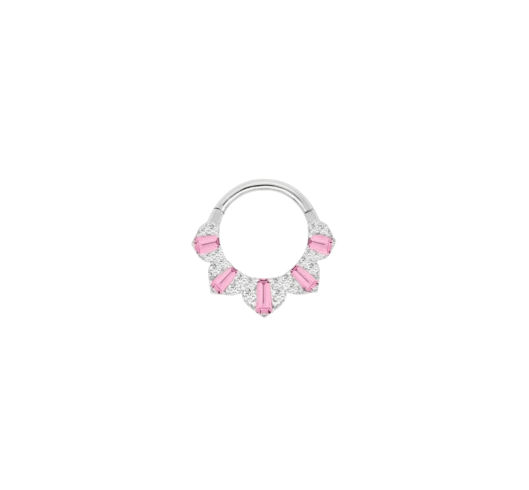 Gilty Pleasure – Pink Tourmaline + Diamond – 14K Gold Clicker - piercing - zone.com