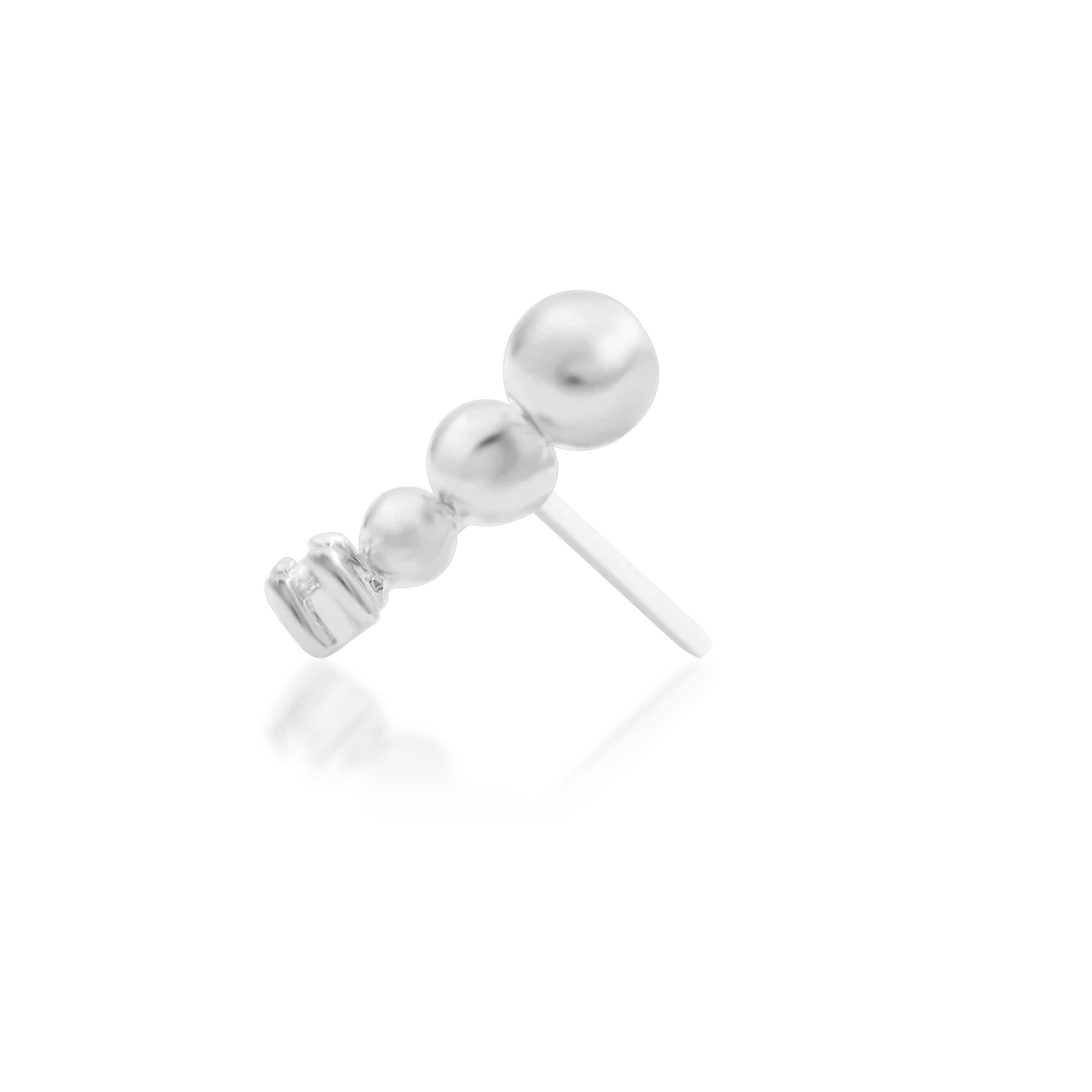 Glo – Beaded Curve with CZ – 14K Gold Threadless End - piercing - zone.com