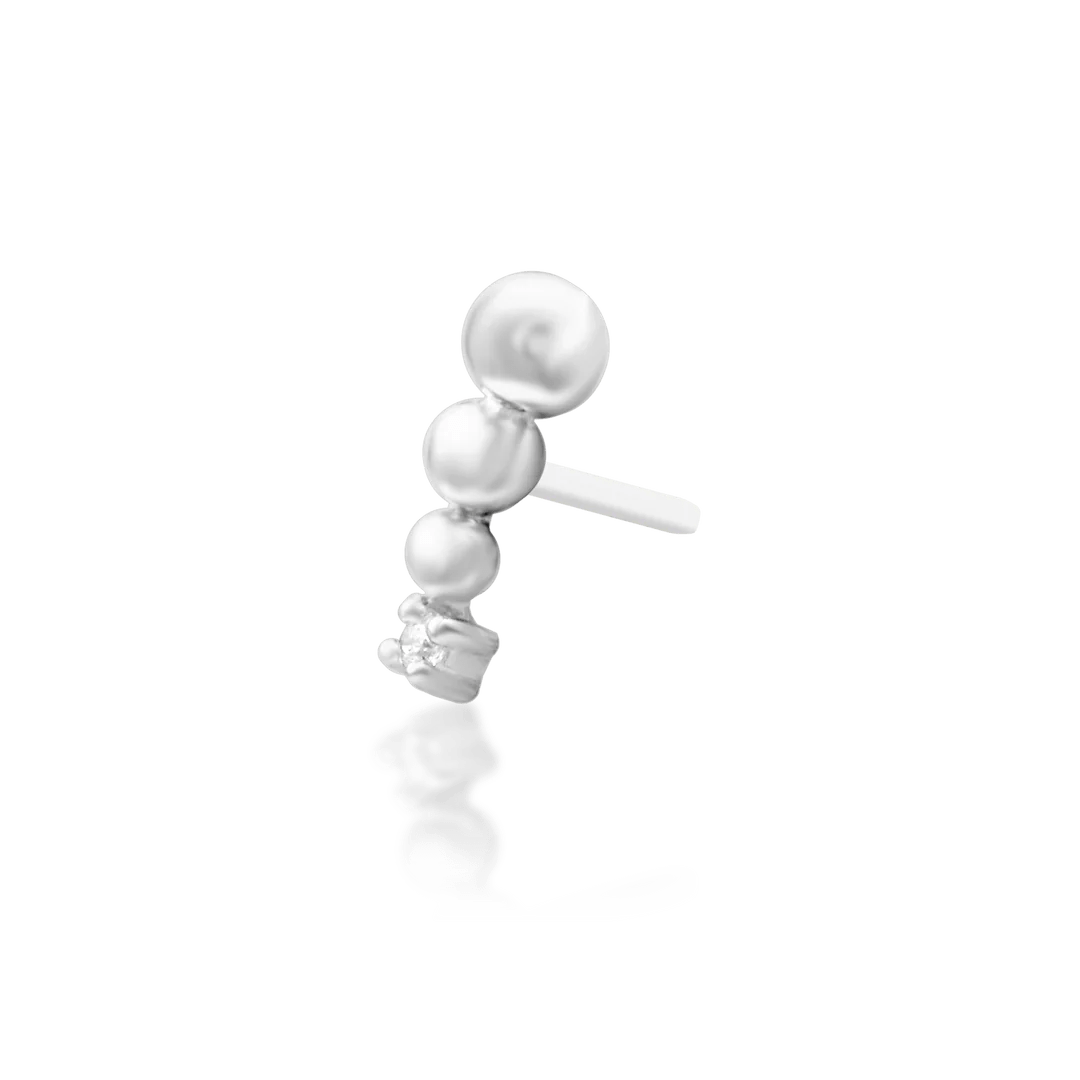 Glo – Beaded Curve with CZ – 14K Gold Threadless End - piercing - zone.com