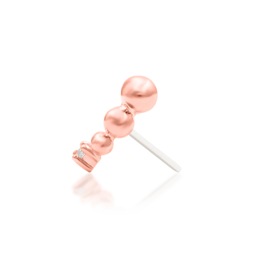 Glo – Beaded Curve with CZ – 14K Gold Threadless End - piercing - zone.com