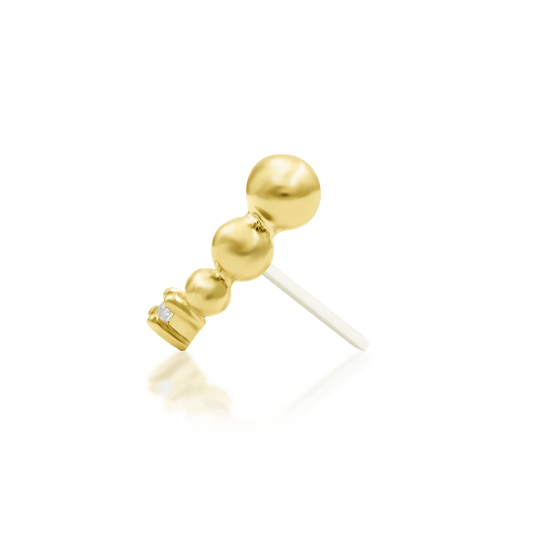 Glo – Beaded Curve with CZ – 14K Gold Threadless End - piercing - zone.com