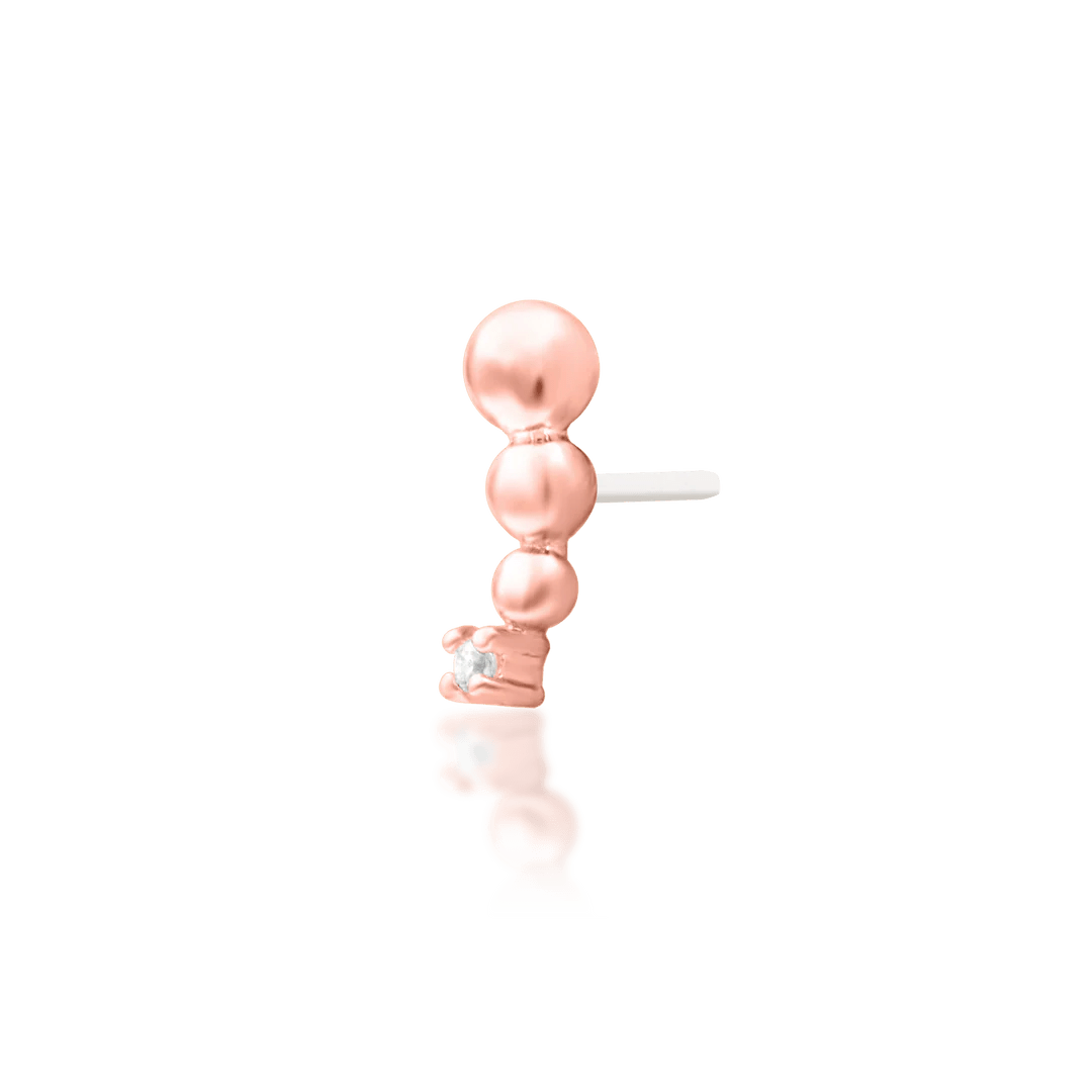 Glo – Beaded Curve with CZ – 14K Gold Threadless End - piercing - zone.com