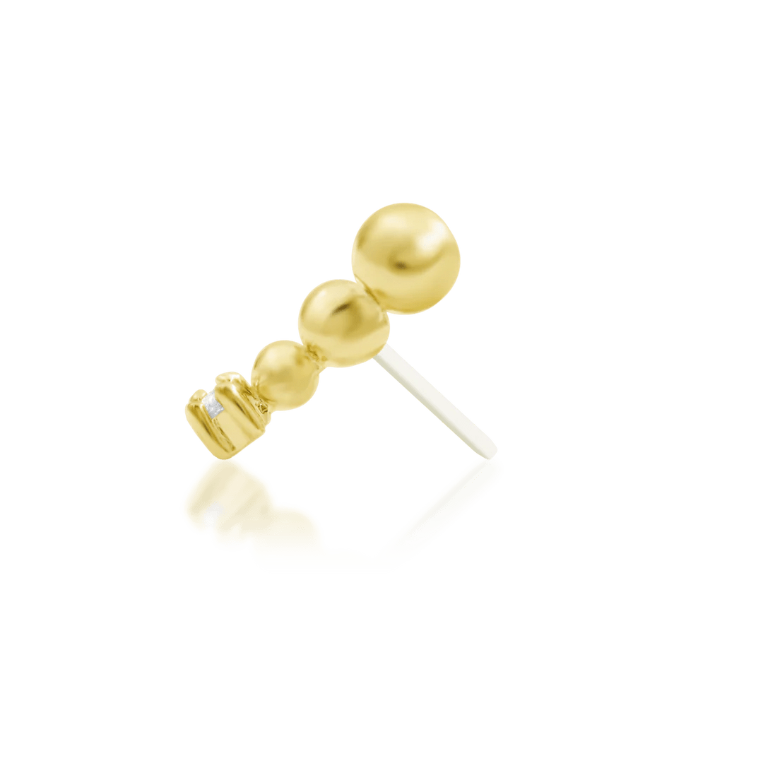 Glo – Beaded Curve with CZ – 14K Gold Threadless End - piercing - zone.com