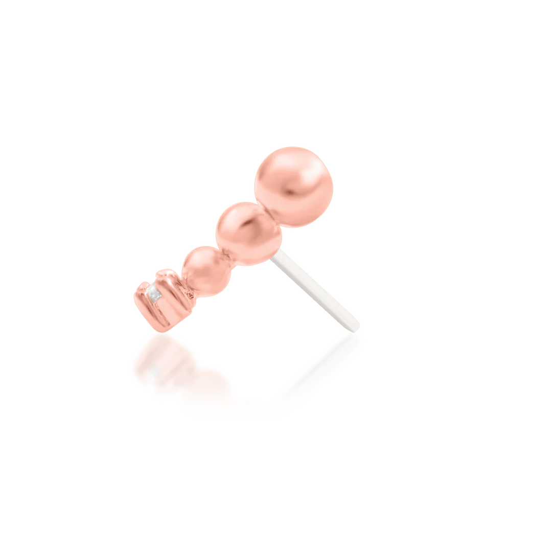 Glo – Beaded Curve with CZ – 14K Gold Threadless End - piercing - zone.com