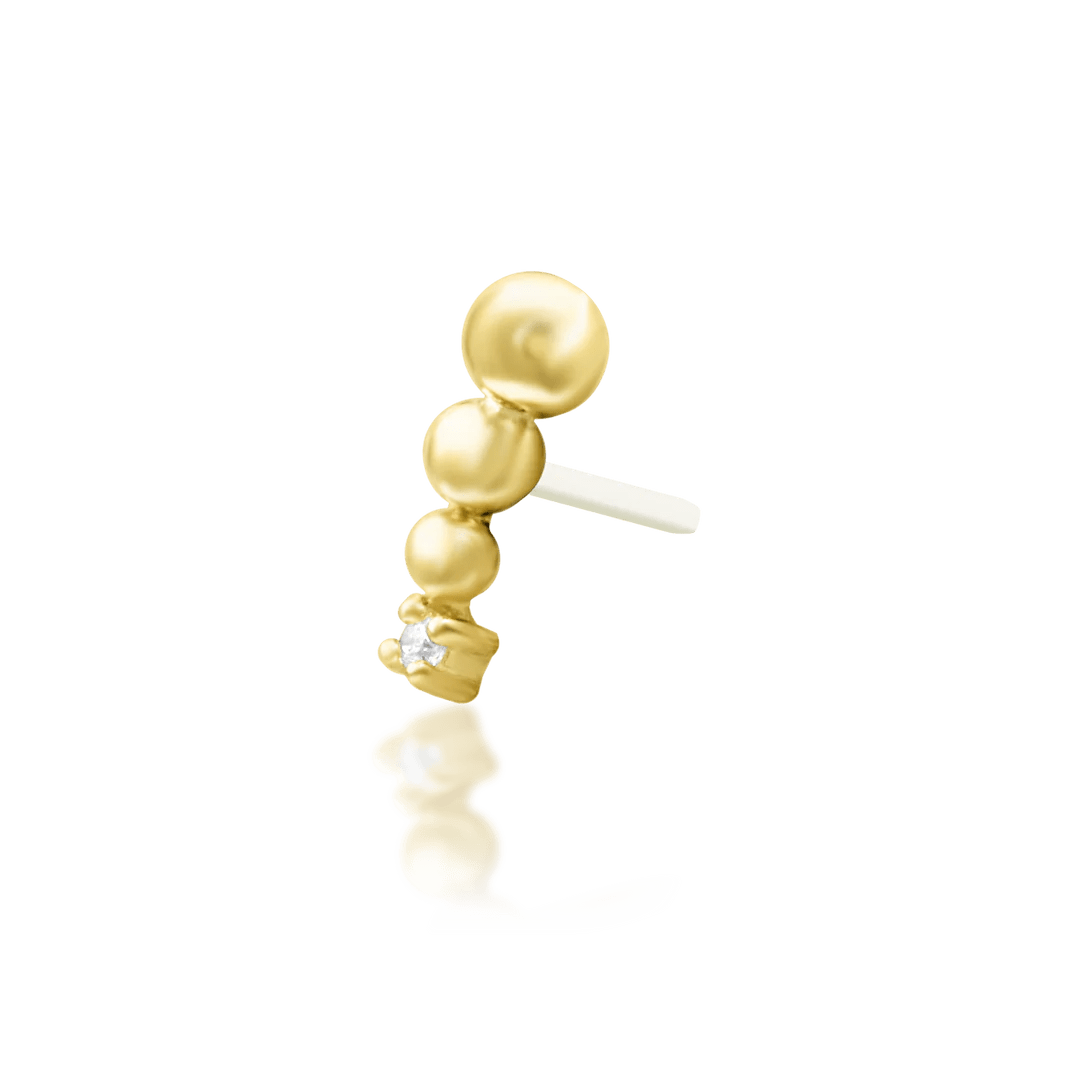 Glo – Beaded Curve with CZ – 14K Gold Threadless End - piercing - zone.com