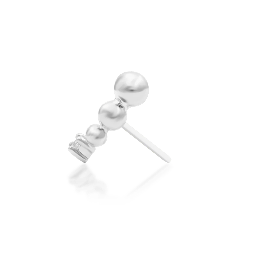 Glo – Beaded Curve with CZ – 14K Gold Threadless End - piercing - zone.com