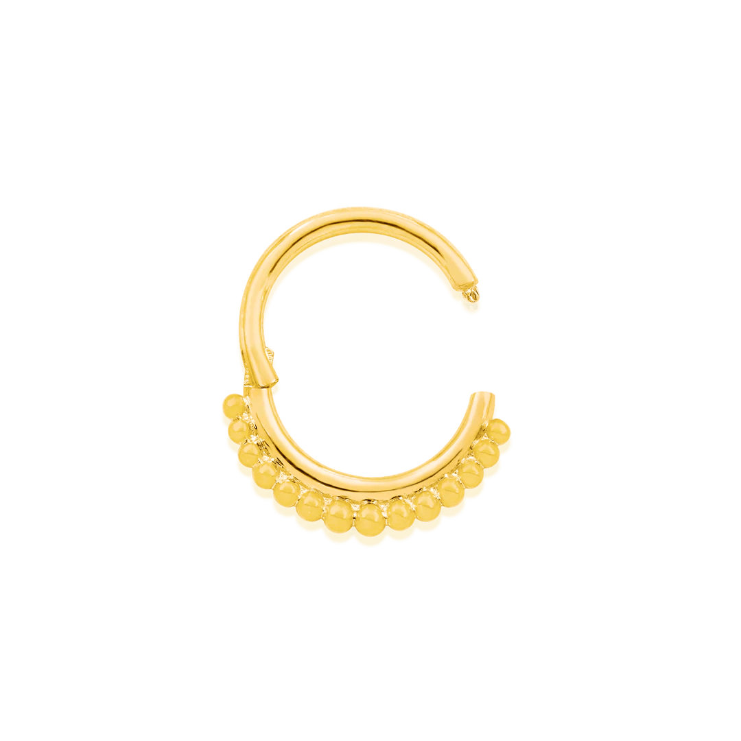 Gold Beaded Clicker – 14K Seamless Ring - piercing - zone.com