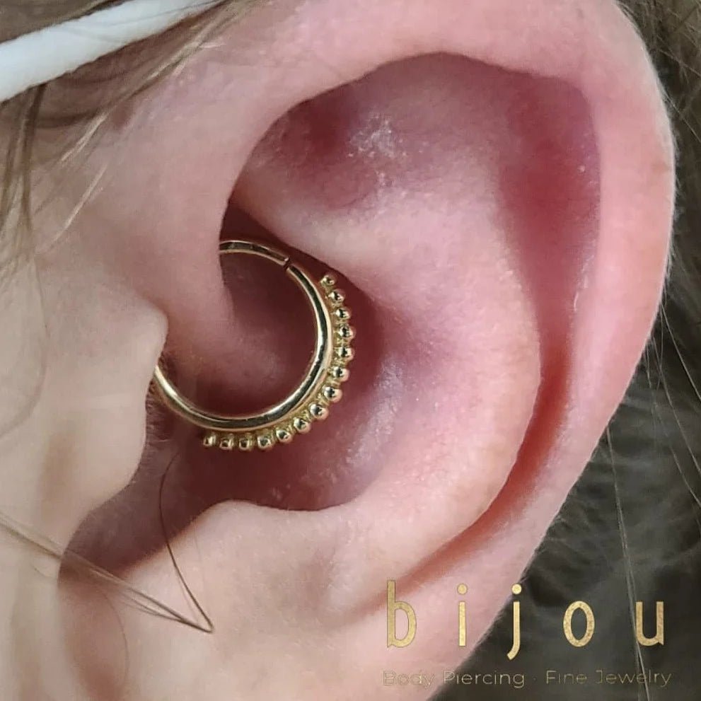 Gold Beaded Clicker – 14K Seamless Ring - piercing - zone.com