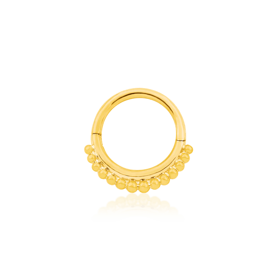 Gold Beaded Clicker – 14K Seamless Ring - piercing - zone.com