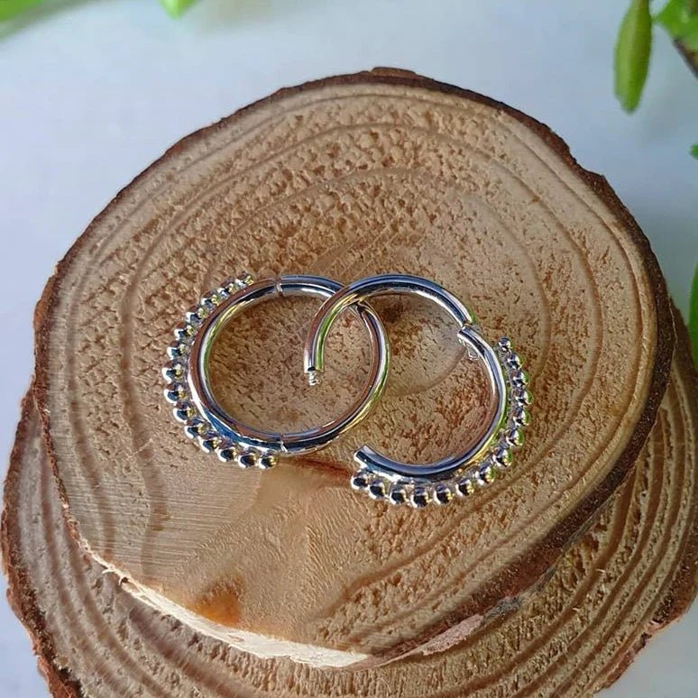 Gold Beaded Clicker – 14K Seamless Ring - piercing - zone.com