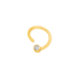 Gold Ring with Fixed CZ – 14K Gold Seam Ring with 3mm CZ - piercing - zone.com