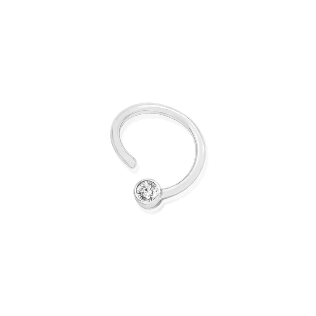 Gold Ring with Fixed CZ – 14K Gold Seam Ring with 3mm CZ - piercing - zone.com