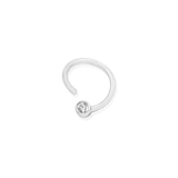 Gold Ring with Fixed CZ – 14K Gold Seam Ring with 3mm CZ - piercing - zone.com