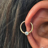 Gold Ring with Fixed CZ – 14K Gold Seam Ring with 3mm CZ - piercing - zone.com