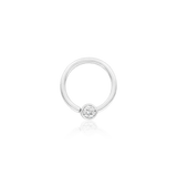 Gold Ring with Fixed CZ – 14K Gold Seam Ring with 3mm CZ - piercing - zone.com