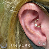 Gold Ring with Fixed CZ – 14K Gold Seam Ring with 3mm CZ - piercing - zone.com