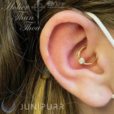 Gold Ring with Fixed CZ – 14K Gold Seam Ring with 3mm CZ - piercing - zone.com