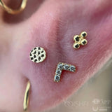 Hammered Disk – Textured Finish – 14K Gold Threadless End - piercing - zone.com