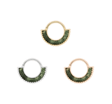 Harmonic Clicker – Moss Agate – 14K Gold - piercing - zone.com