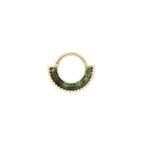 Harmonic Clicker – Moss Agate – 14K Gold - piercing - zone.com
