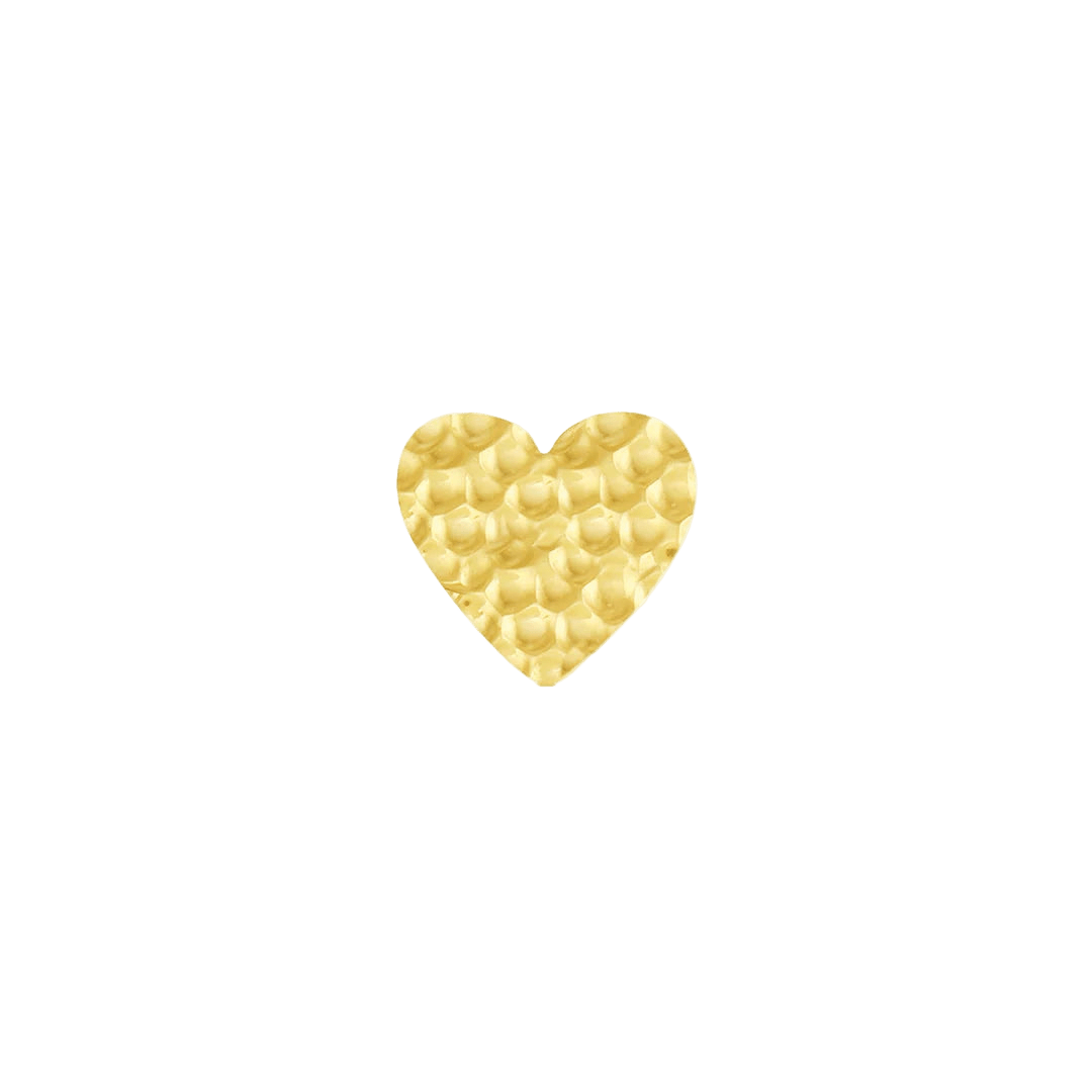 Heart Hammered – 14K Gold Threadless & Threaded End - piercing - zone.com