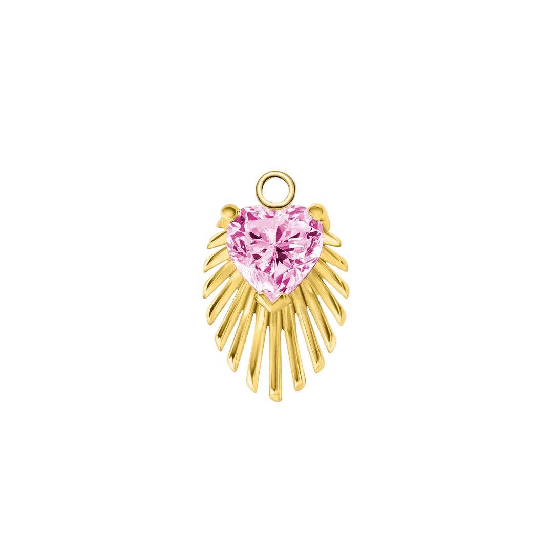 Heart Light Beam – 14K & 18K Gold Gemstone Charm - piercing - zone.com