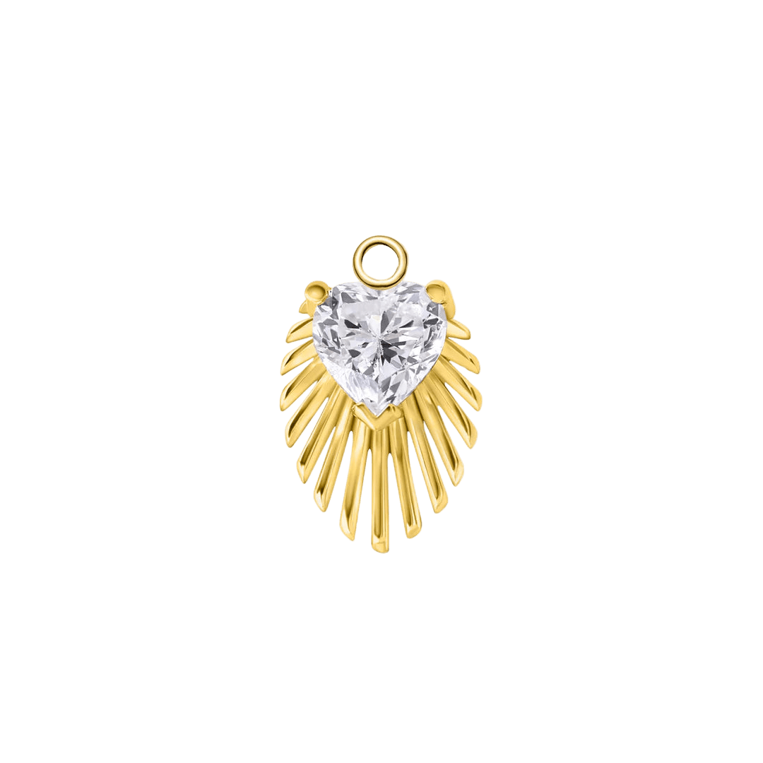 Heart Light Beam – 14K & 18K Gold Gemstone Charm - piercing - zone.com