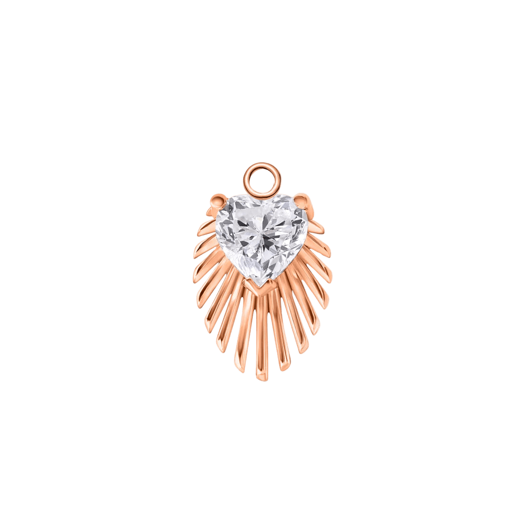 Heart Light Beam – 14K & 18K Gold Gemstone Charm - piercing - zone.com