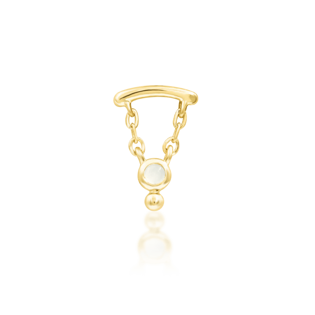 Helena – 14K Gold Medieval - Inspired CZ Dangle Threadless End - piercing - zone.com