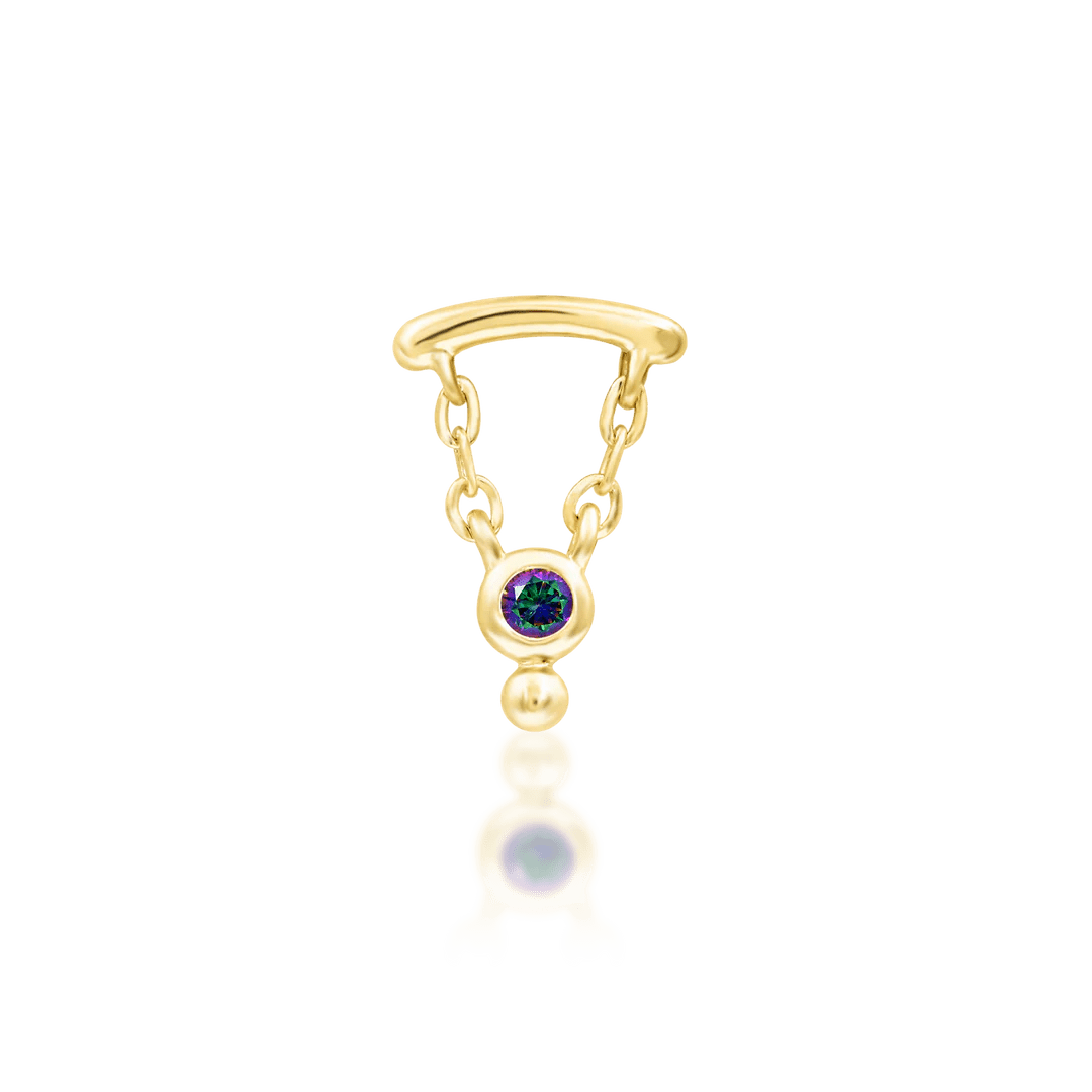 Helena – 14K Gold Medieval - Inspired CZ Dangle Threadless End - piercing - zone.com