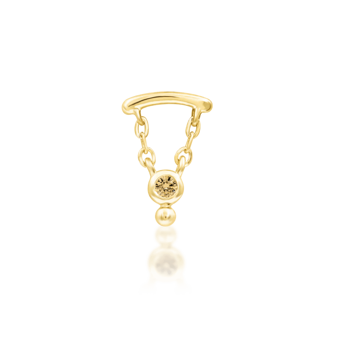Helena – 14K Gold Medieval - Inspired CZ Dangle Threadless End - piercing - zone.com