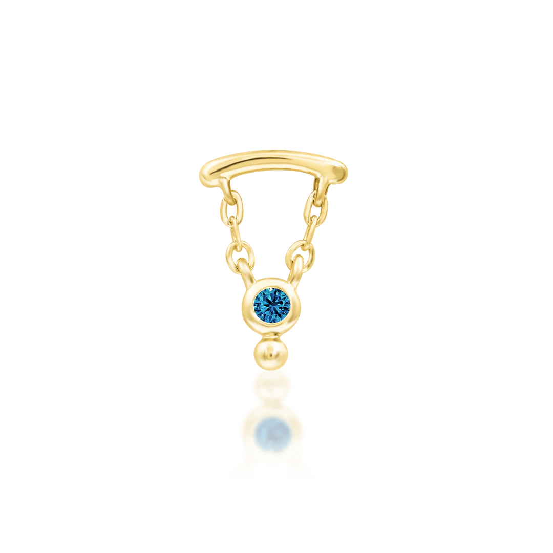 Helena – 14K Gold Medieval - Inspired CZ Dangle Threadless End - piercing - zone.com