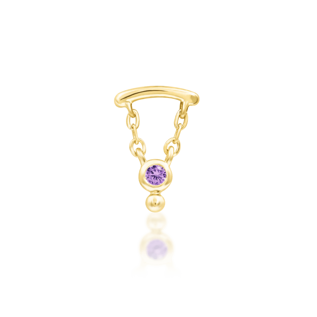 Helena – 14K Gold Medieval - Inspired CZ Dangle Threadless End - piercing - zone.com