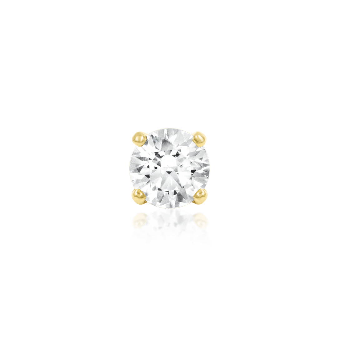 Higher Profile 4 Prong Set – 14K Gold CZ Threadless End - piercing - zone.com